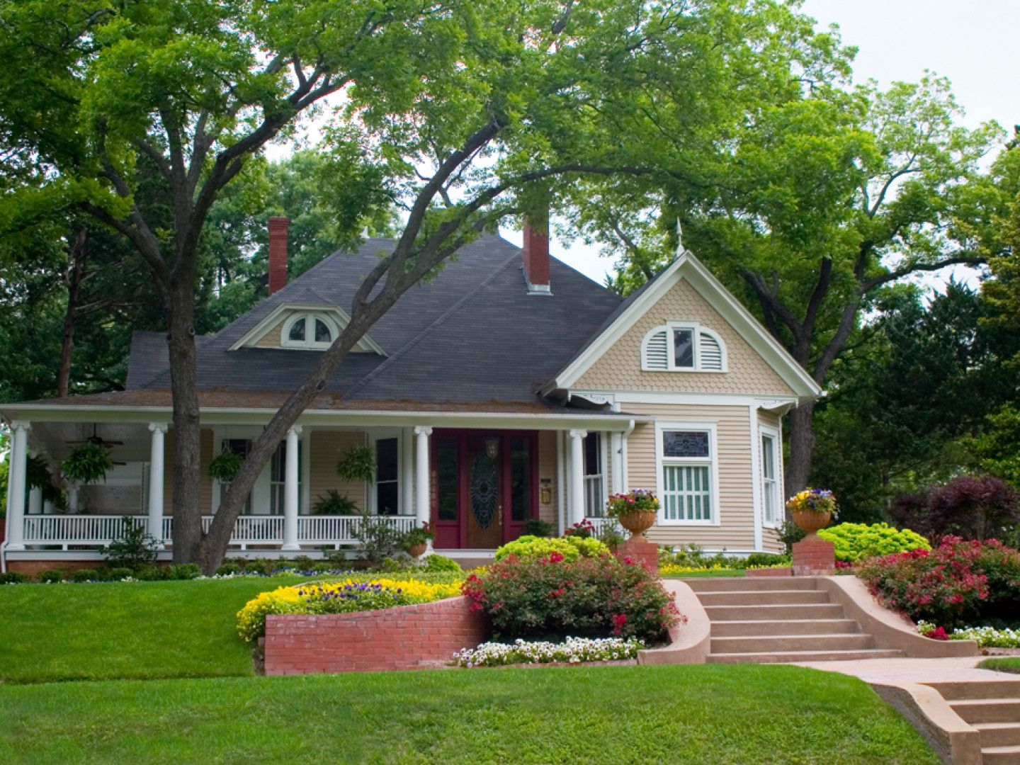 Classic House With Flower Garden