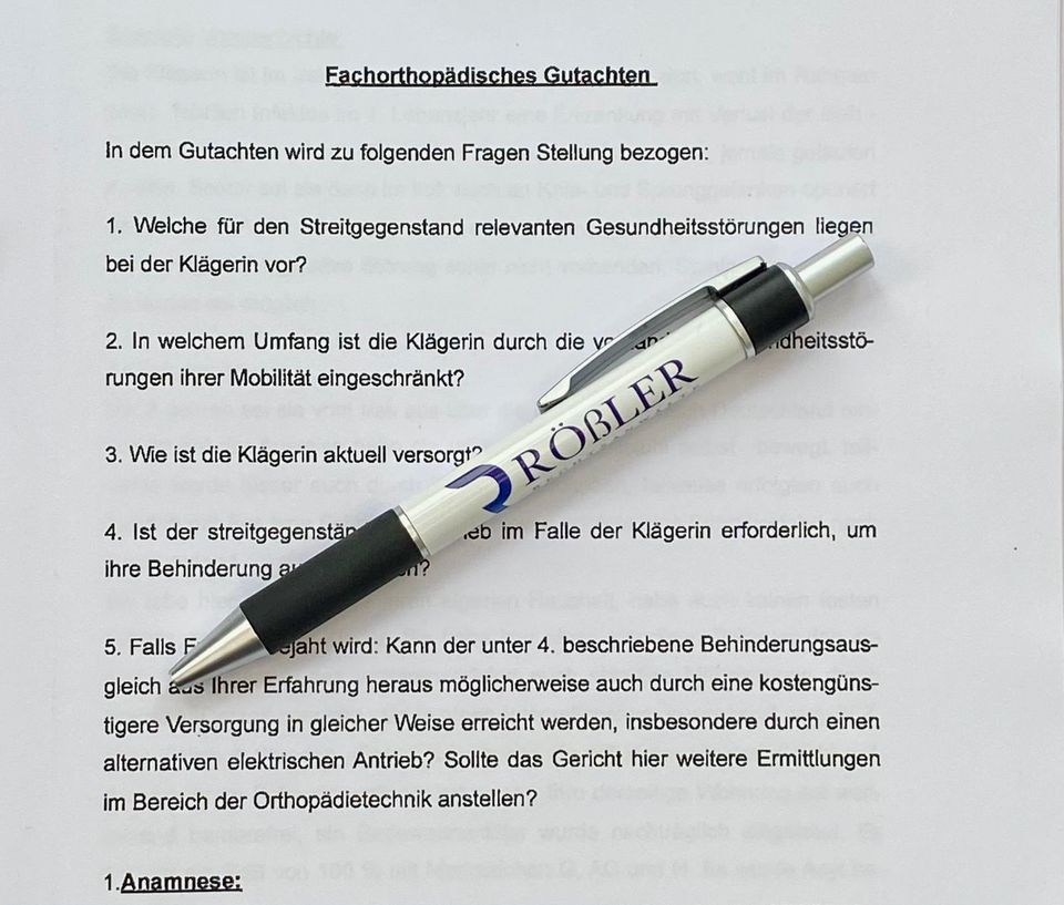 Fachorthopädisches Gutachten Fachorthopädisches Gutachten