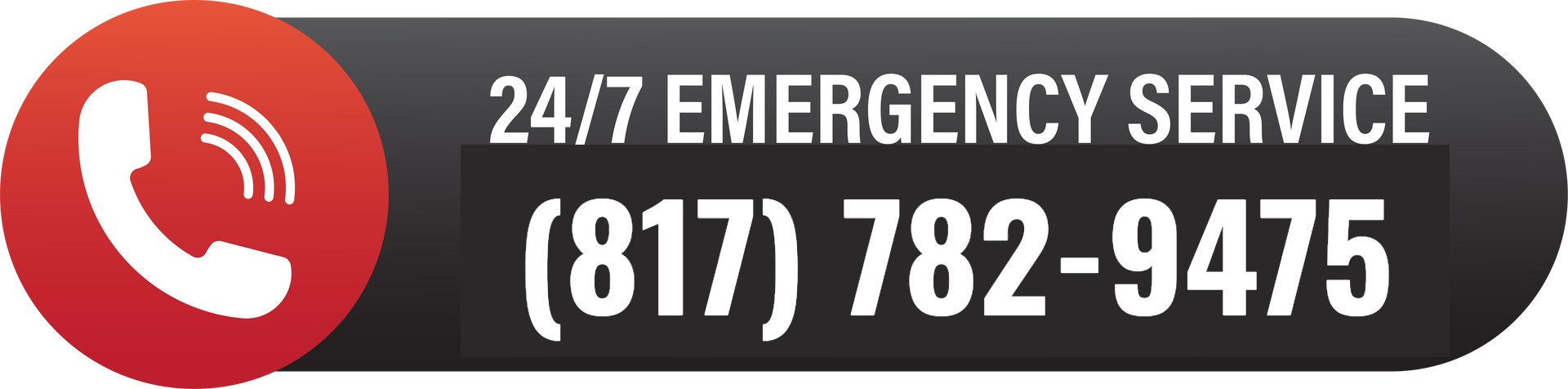 Red phone icon with a black background with 24/7 Emergency Service, and phone number (760) 724-0454.