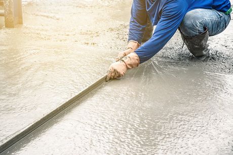 contractor finishing the cement job in Nanaimo, BC