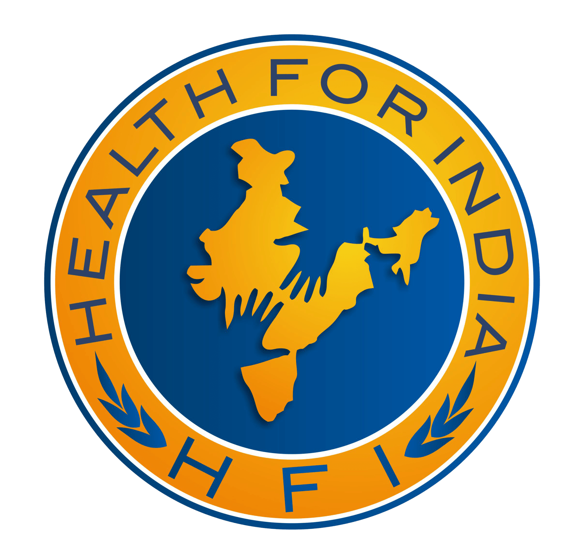 A blue and orange logo for health for india