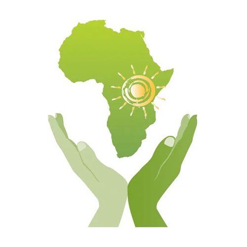 Two hands holding a map of africa and a sun