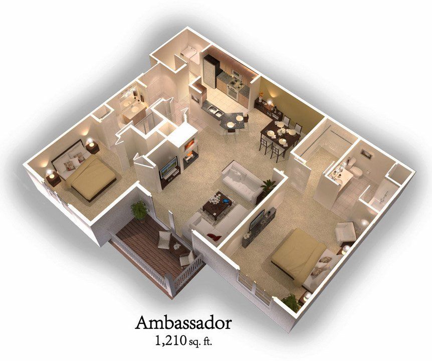 1,210 square foot floor plan