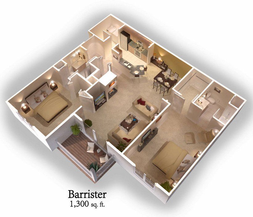 1,300 sq. ft Floor Plan