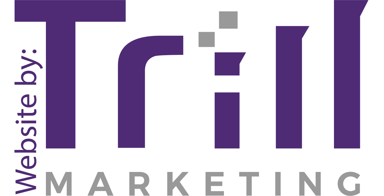 The logo for trail marketing is purple and white.