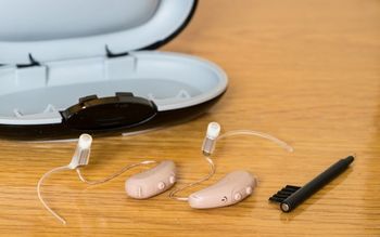 Hearing aids on a table