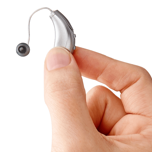 hand holding hearing aid