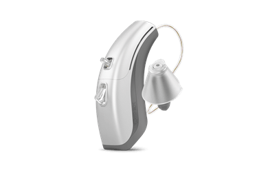 Grey metallic modern hearing aid