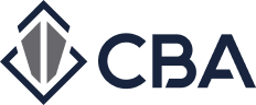 CBA logo with navy geometric emblem and dark blue letters on a white background