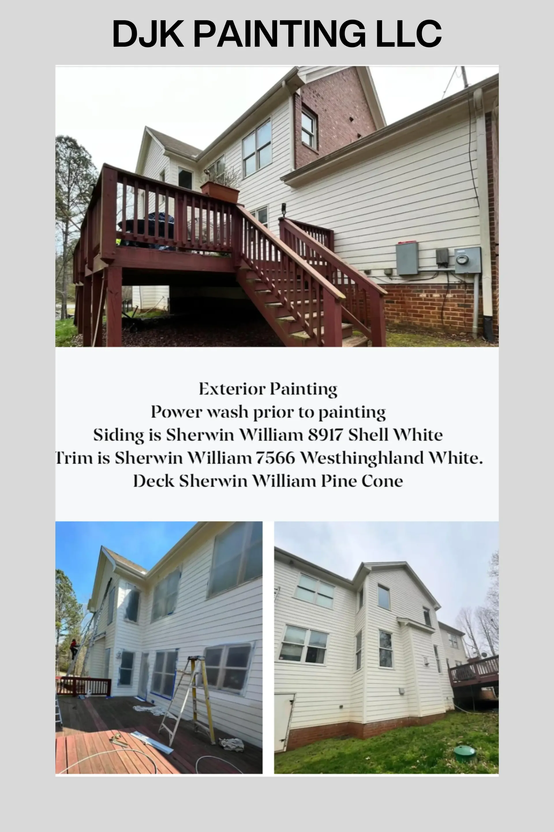 A picture of a house with a deck and stairs.