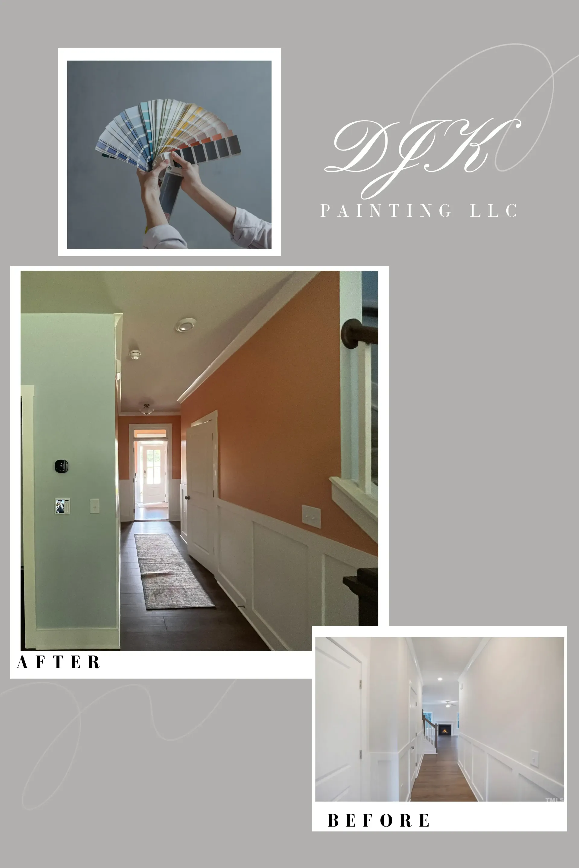 A person is holding a fan of money in a hallway.