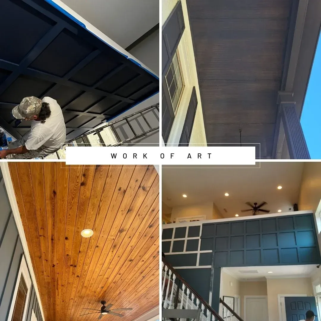 A collage of four pictures with the words work of art in the middle