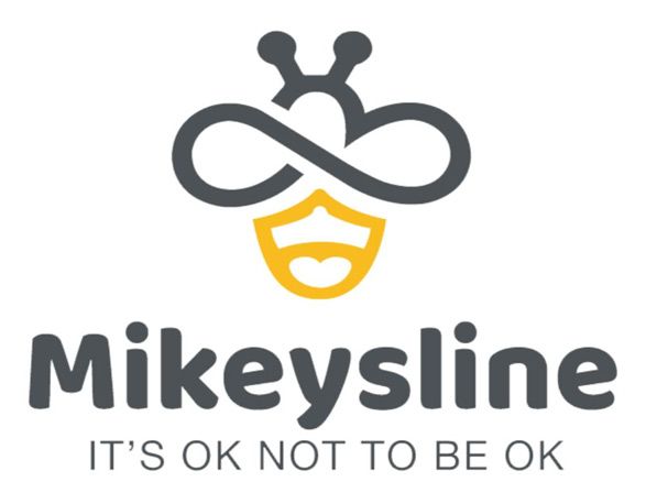 A logo for mikeysline that says it 's ok not to be ok
