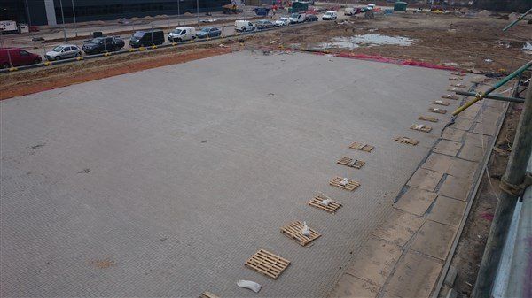 block paving car park at royal mail delivery office