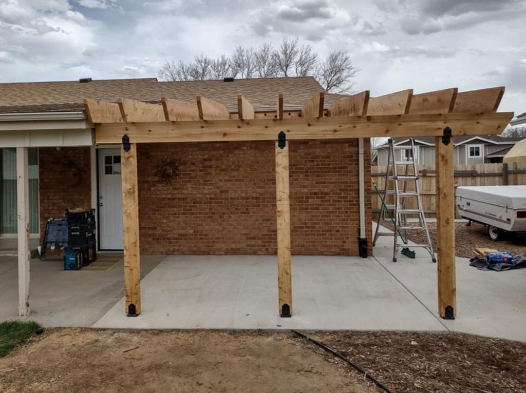 finished wooden pergola