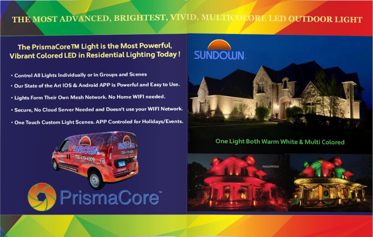 An advertisement for prismacore shows a van and a house