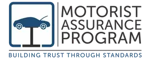 Logo for the Motorist Assurance Program: a blue car on a lift icon with text 