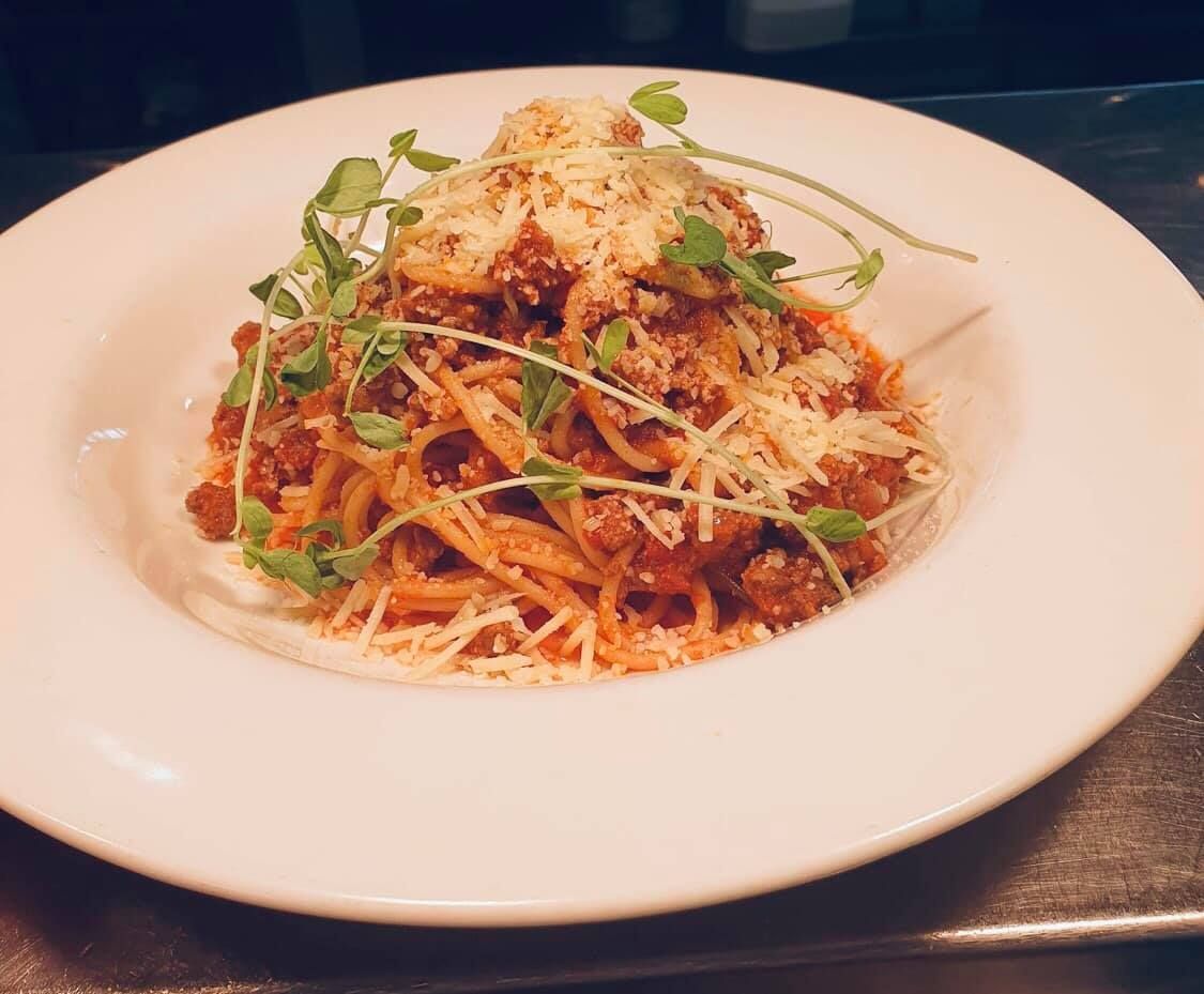 Spaghetti Bolognese in a White Bow — Capricorn Tavern in Taranganba, QLD