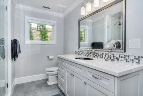 White Themed Bathroom — Custom Builders And Design — Yorba Linda, CA