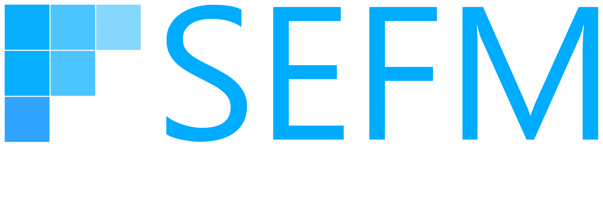 A blue and white logo for south england facilities management