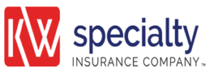 Logo for Specialty Insurance Company: red square with KW initials, blue 