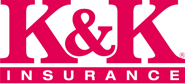 K&K Insurance logo in pink with 