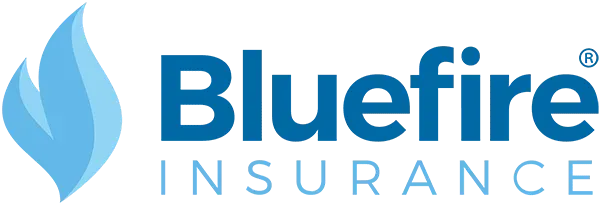 Bluefire Insurance logo with a blue flame icon and text.