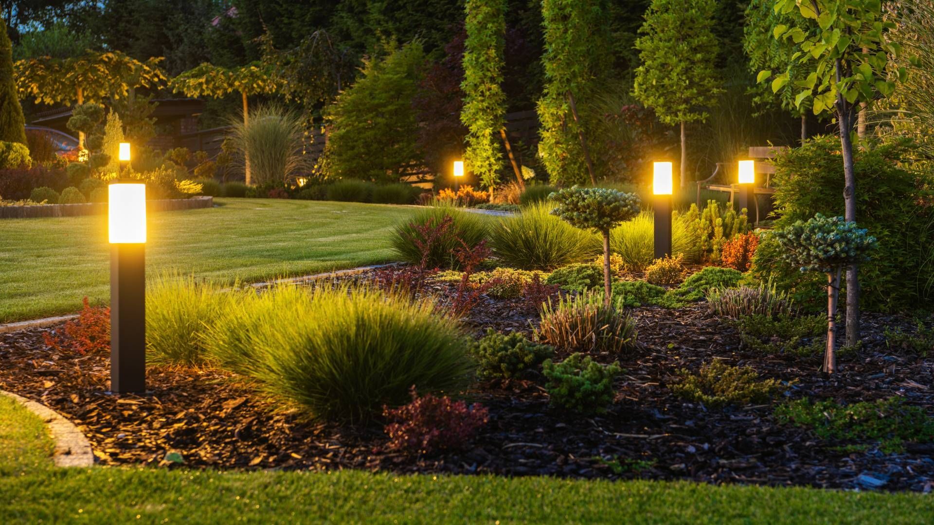 Modern Backyard Outdoor LED Lighting System at Integrity Home Technologies near Burlington, KY