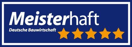 Ein blaues Schild mit der Aufschrift „meisterhaft“