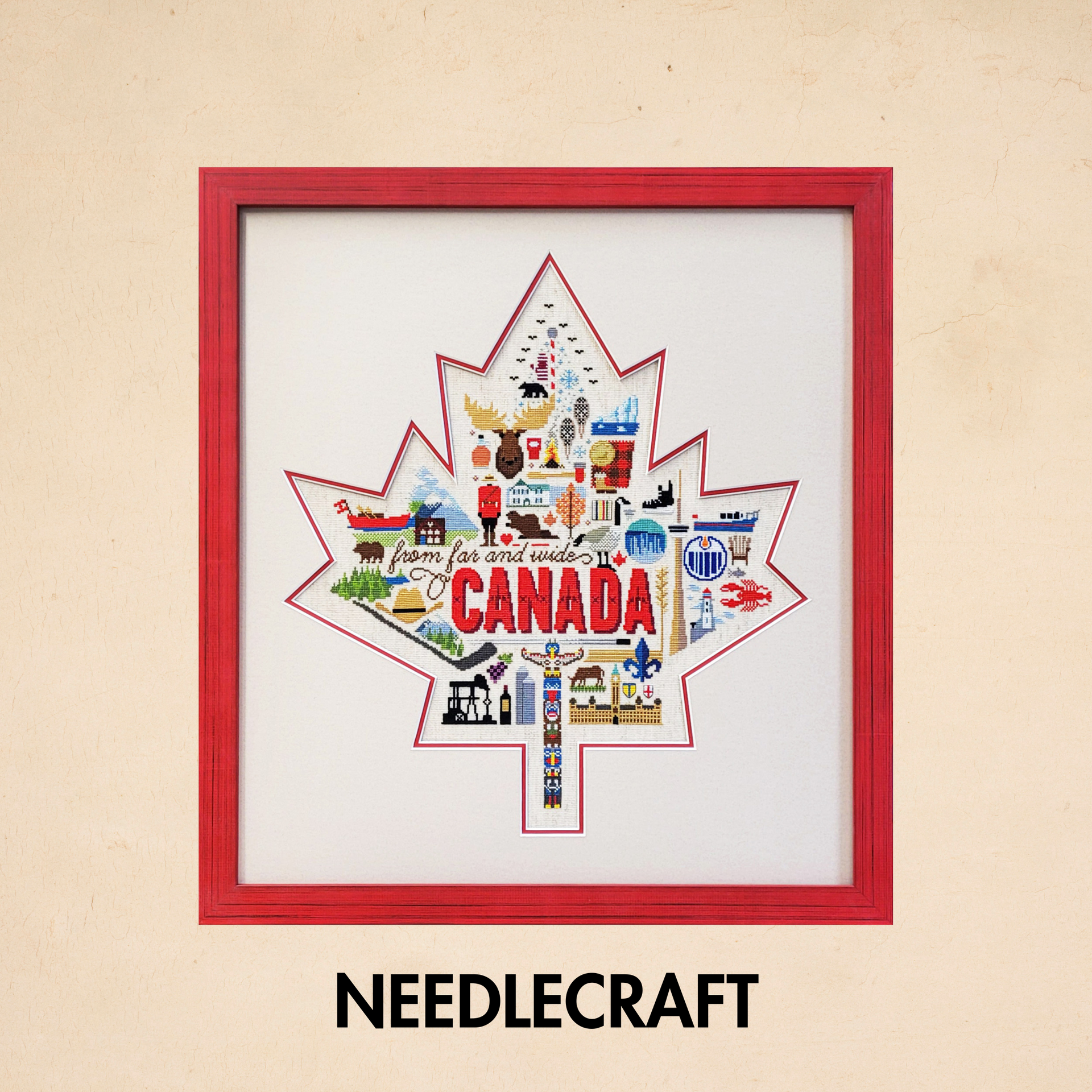 A picture of a maple leaf with the word canada on it