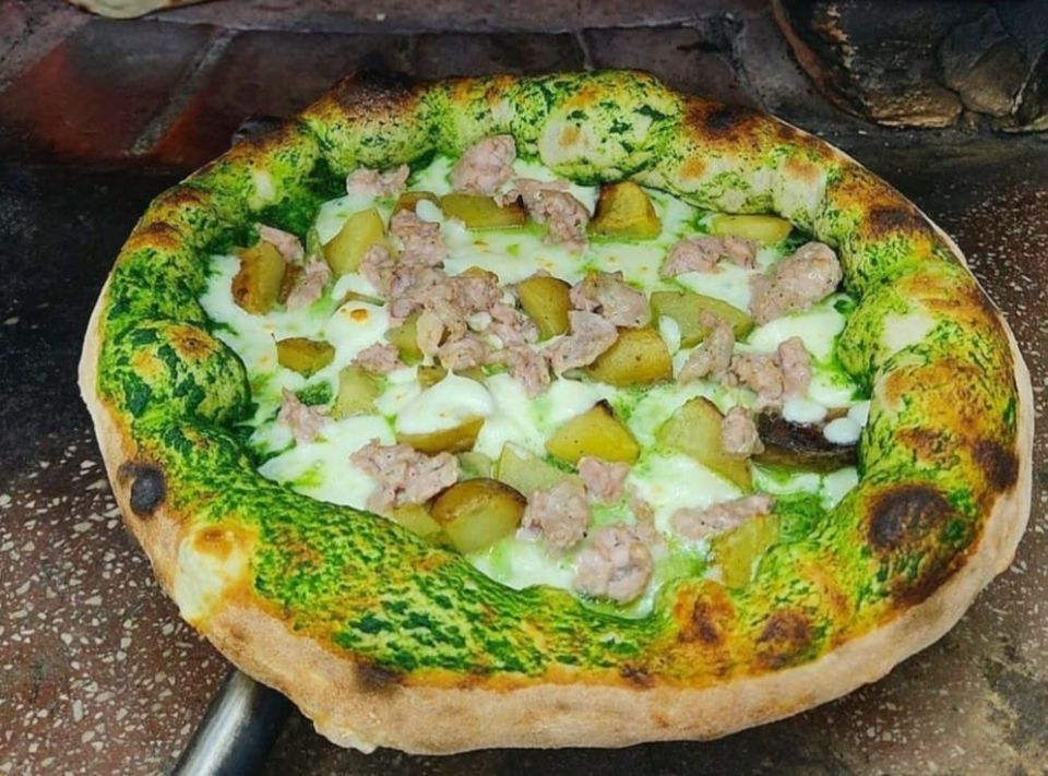 pizza con pistacchio e mortadella