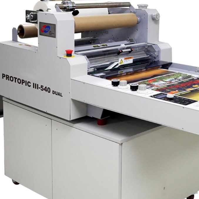 Image shows - commercial GMP (UK) laminator machine