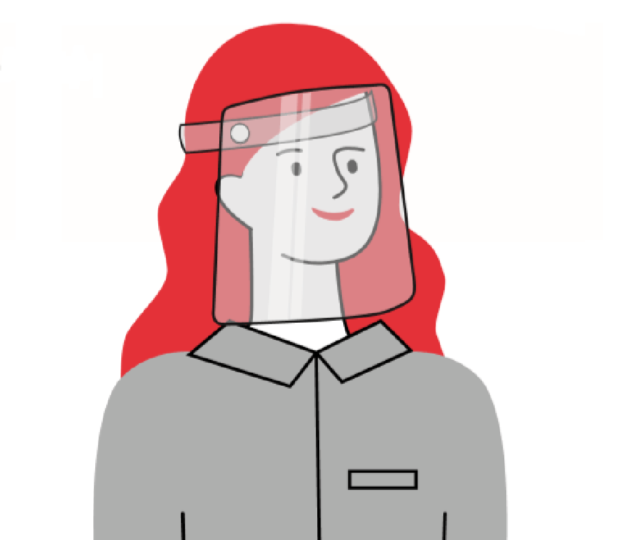 Illustration of person wearing an emergency PPE visor