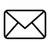 A black and white envelope icon on a white background.