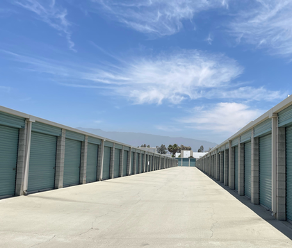 fontana storage units , drive up unit with large green doors