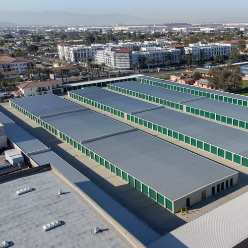 Arial view of All American Storage facility, multiple buildings