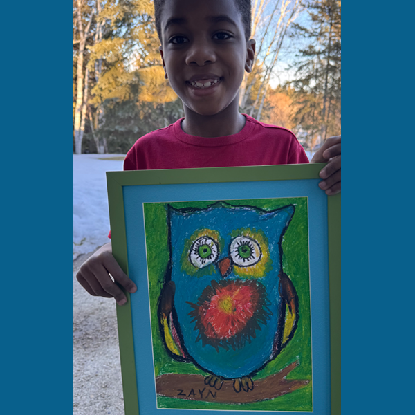 boy with owl drawing project