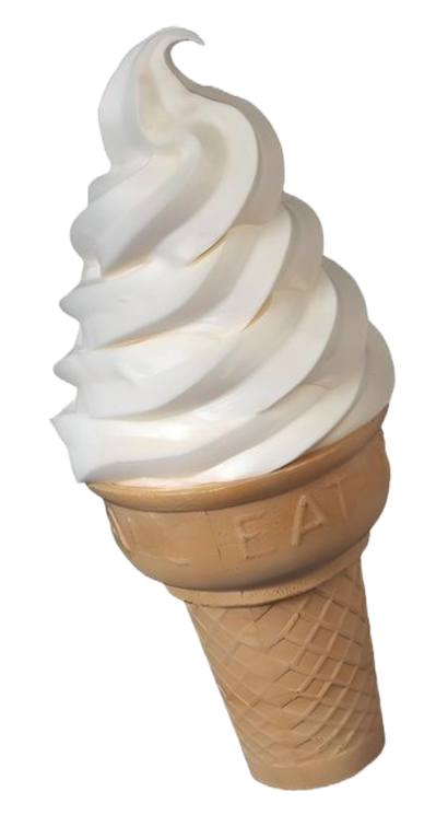 An ice cream cone that says eat on it