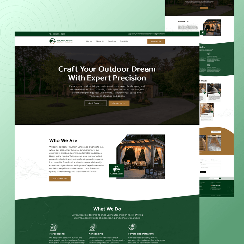 A website that says craft your outdoor dream with expert precision