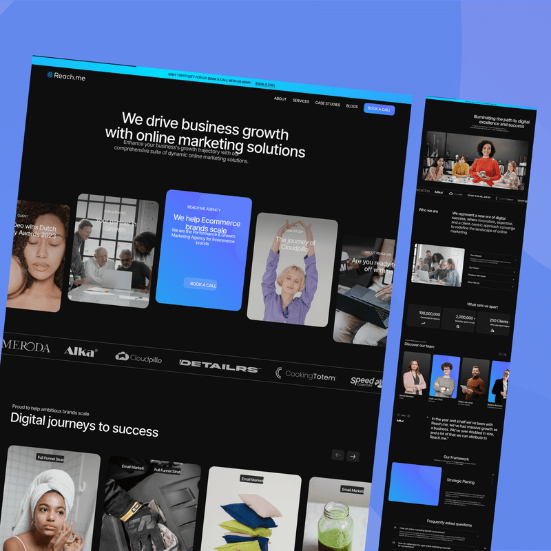 A website that says we drive business growth with online marketing solutions