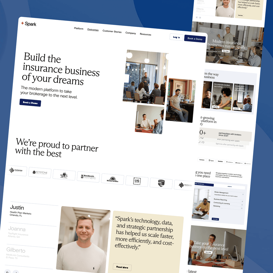 A screenshot of a website that says build the insurance business of your dreams