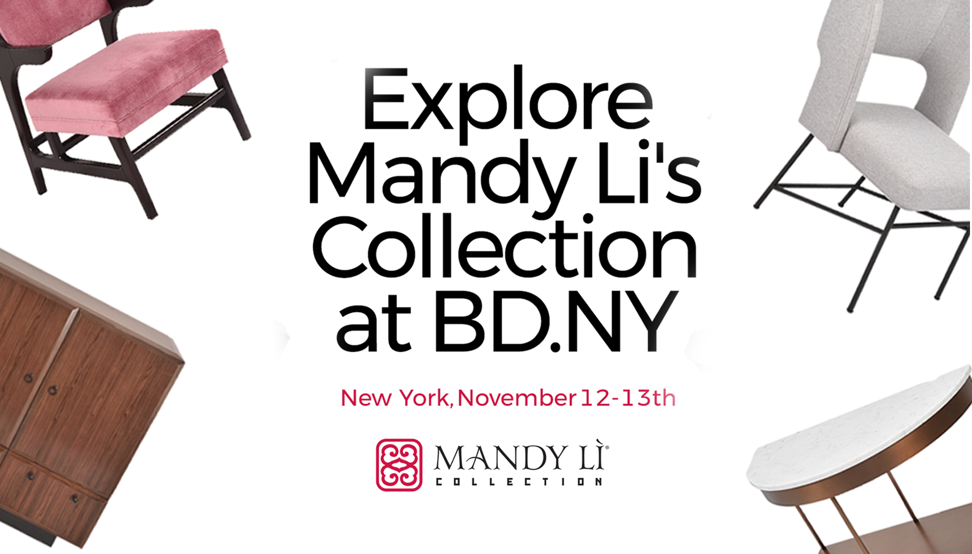 An advertisement for mandy li 's collection at bd ny