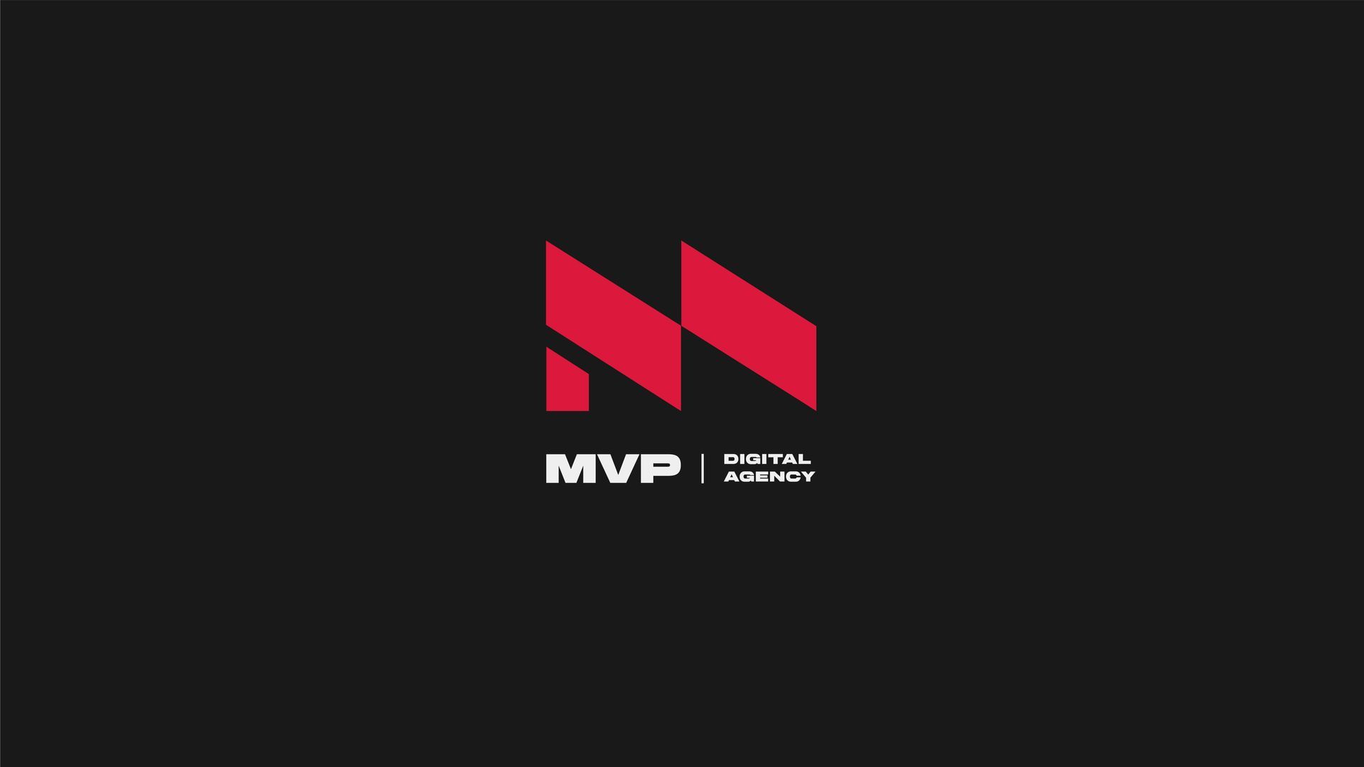 A red mvp logo on a black background.
