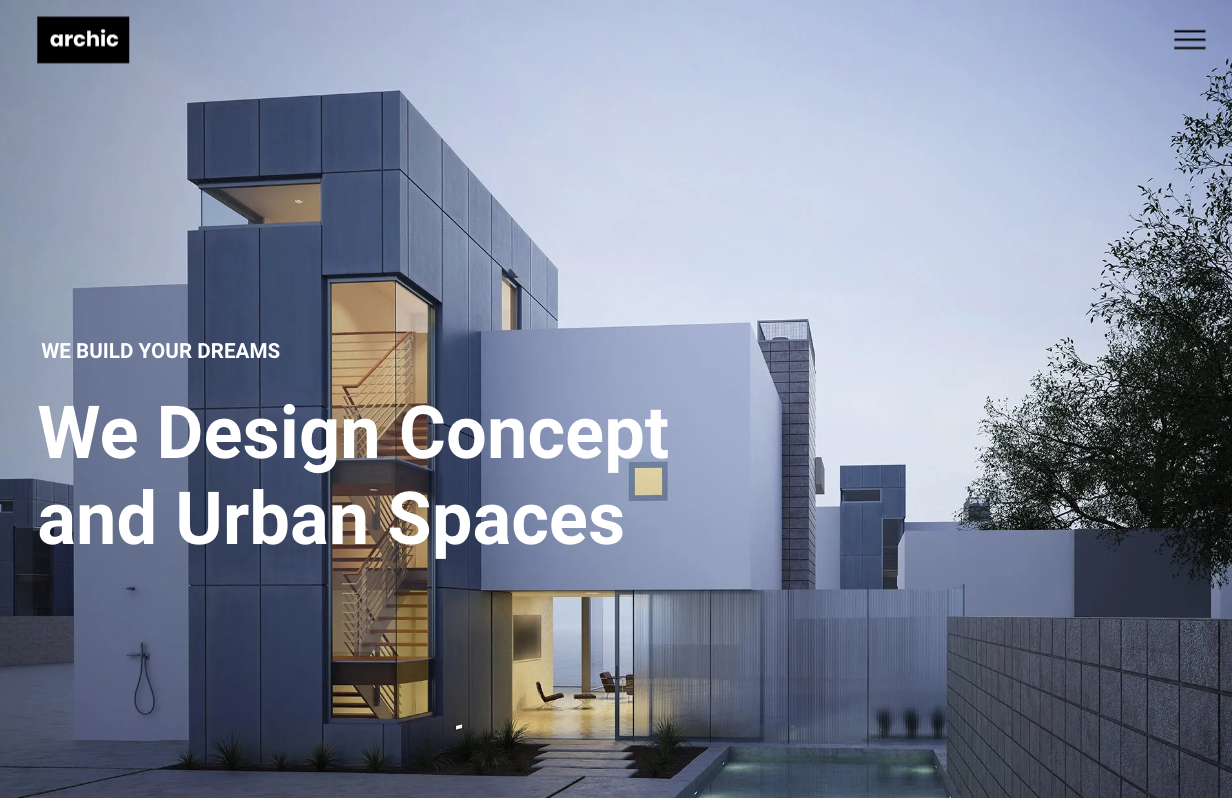 A screenshot of a website that says we design concept and urban spaces