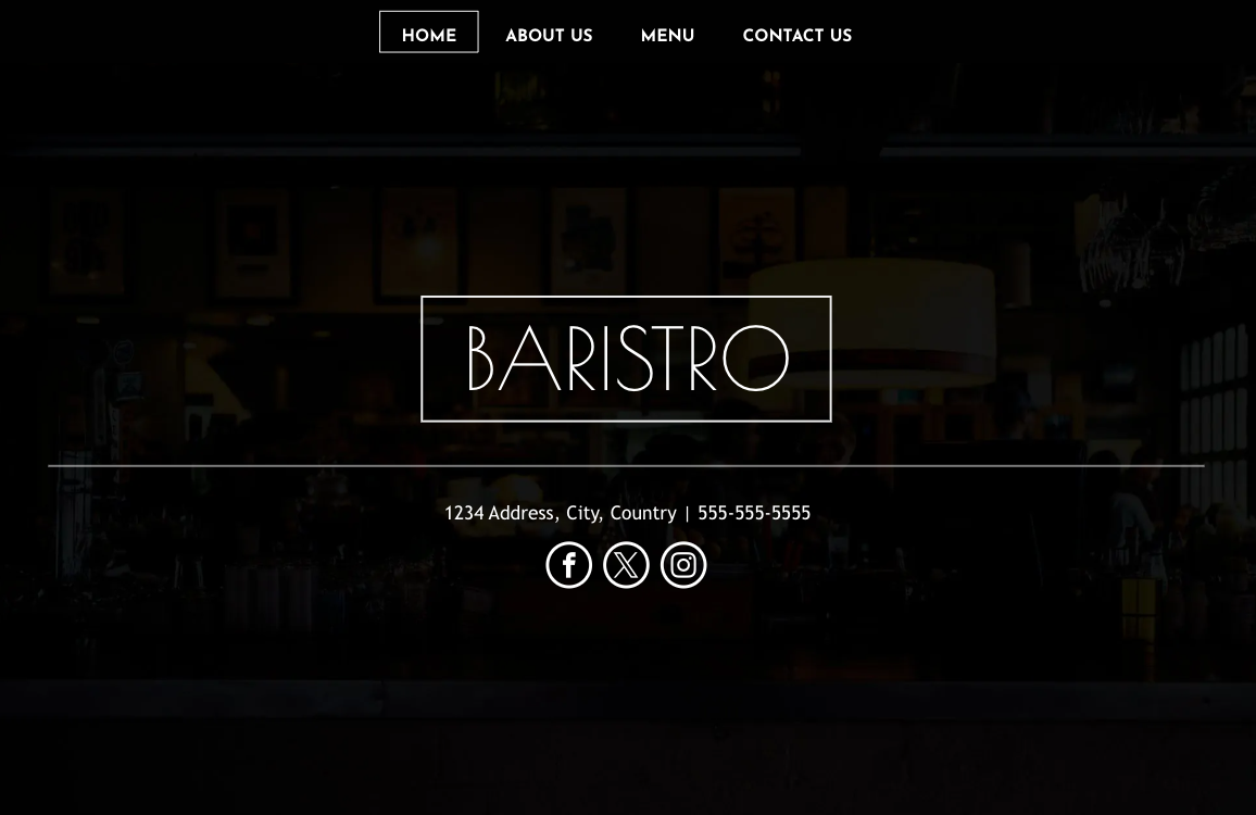 A screenshot of a website for a bar called baristo.