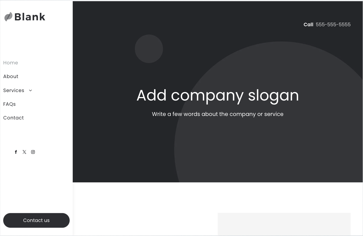 A screenshot of a website that says `` add company slogan ''.