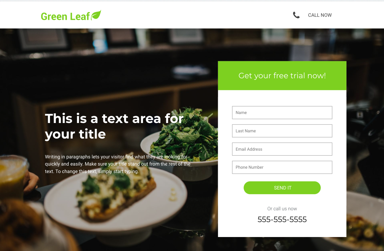 A screenshot of a website for green leaf