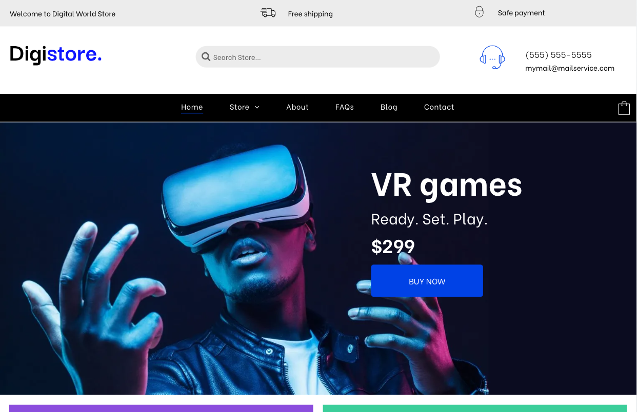 A man wearing a virtual reality headset is holding a cell phone.