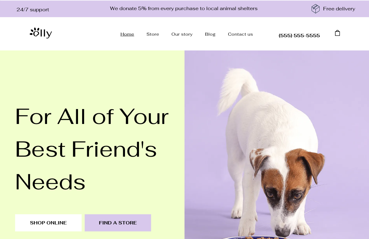 A website with a picture of a dog and the words `` for all of your best friend 's needs ''.