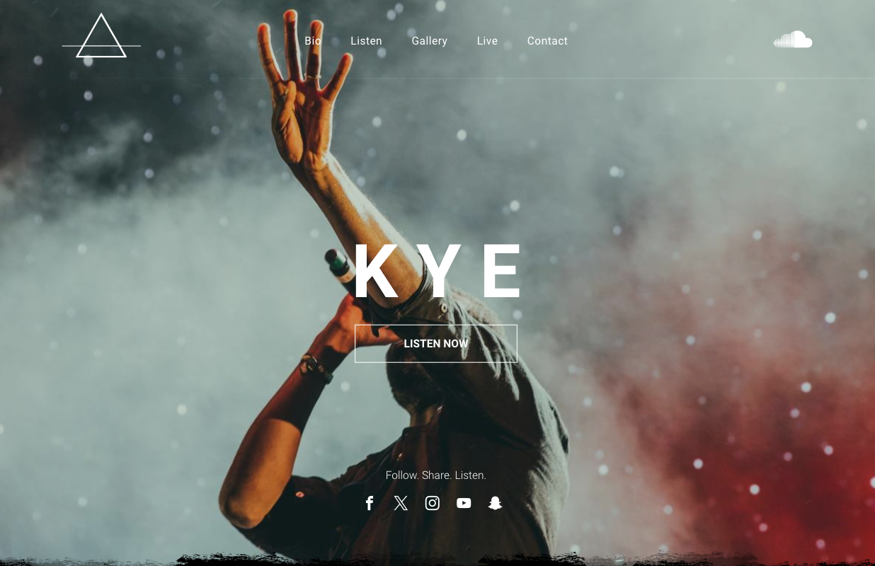 A man is making a peace sign with his hands in the air.